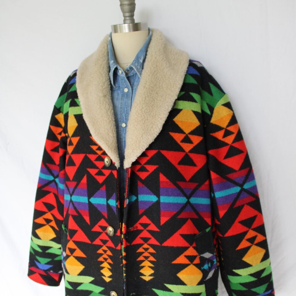 Pendleton shearling Car Coat ranch jacket Wool ma… - image 5